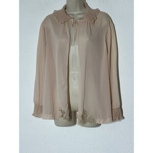 VTG Gossard Artemis Robe Dressing Top 100% Nylon Long Sleeve Open Front Size S‎